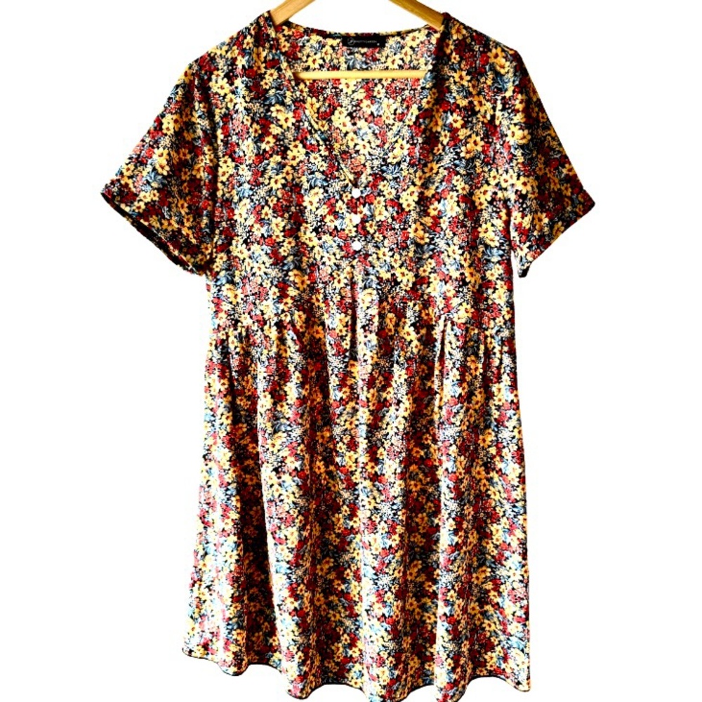 PrettyGarden Floral MuMu Short Sleeve Mini Dress